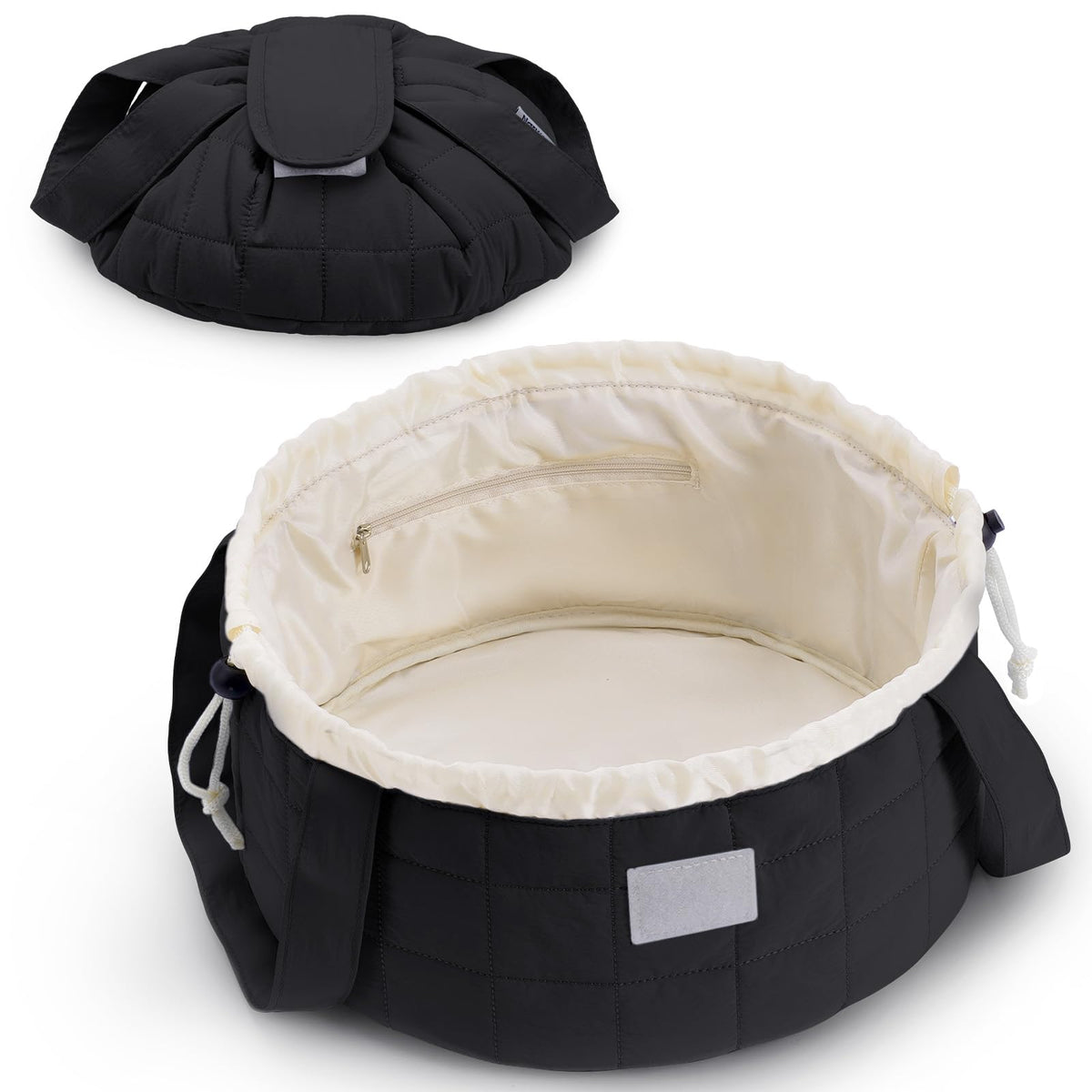 Narwey Lay Flat Drawstring Makeup Bag, Travel Toiletry Cosmetic Bag Women
