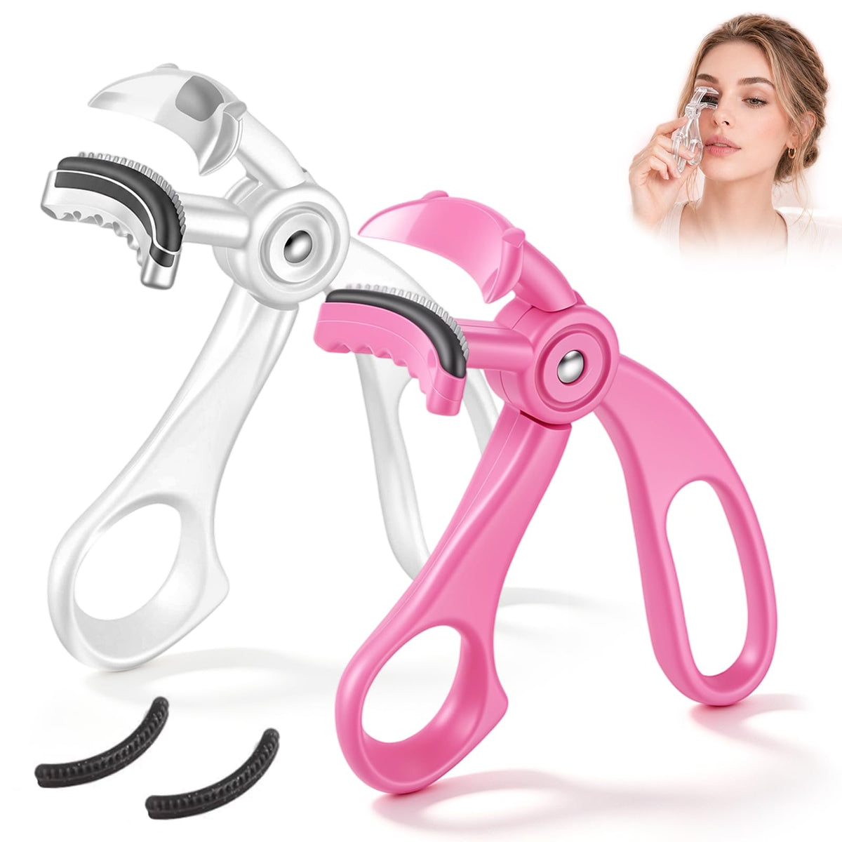 Wide-Angle Eyelash Curler with Comb Built-in, Eye Lash Curler 2PCS