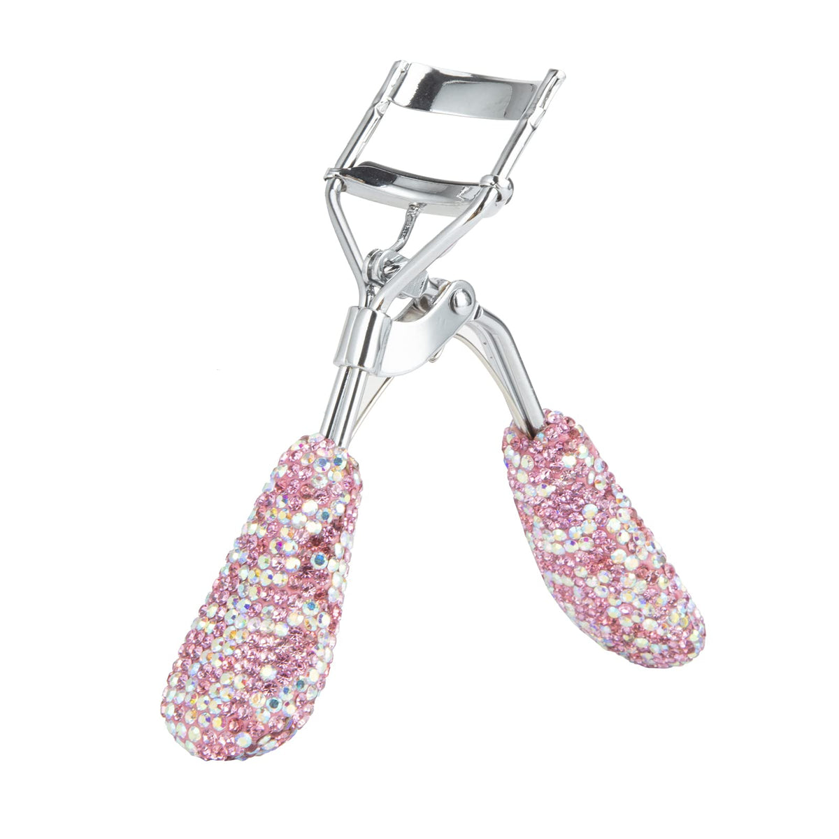 Bling Rhinestone Eyelash Curlers Stainless Steel Natural and Long Lasting Eyelash Fit for All Eye Shape Curved Lash Curler (Pink)