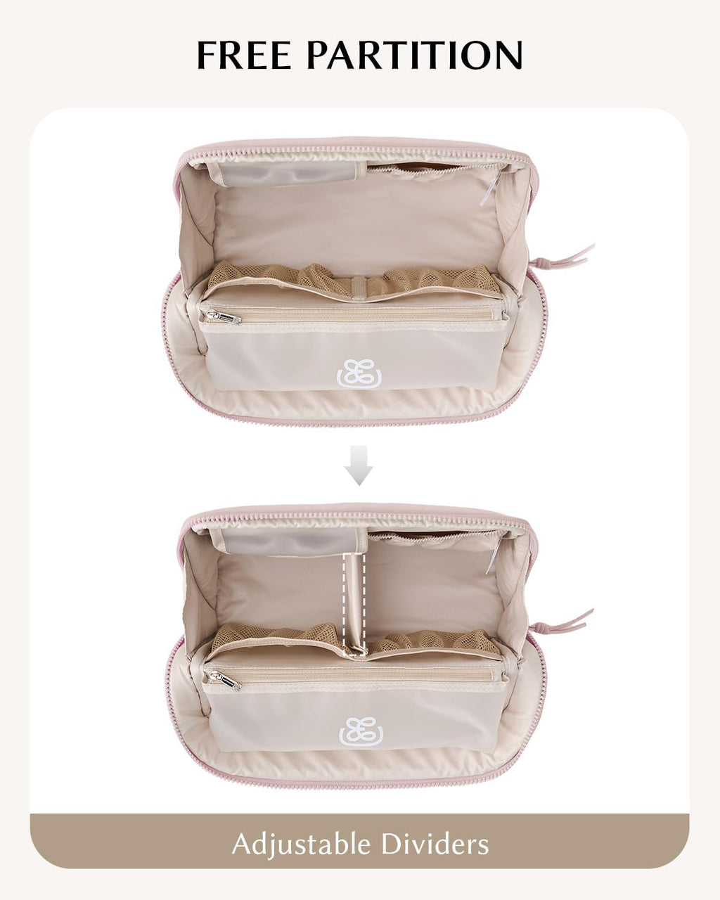 EACHY Standing Makeup Bag - Waterproof Cosmetic Bag & Toiletry Bag Organizer with Phone Holder, Detachable Dividers, Wipe-Clean Brush Pouch for Women