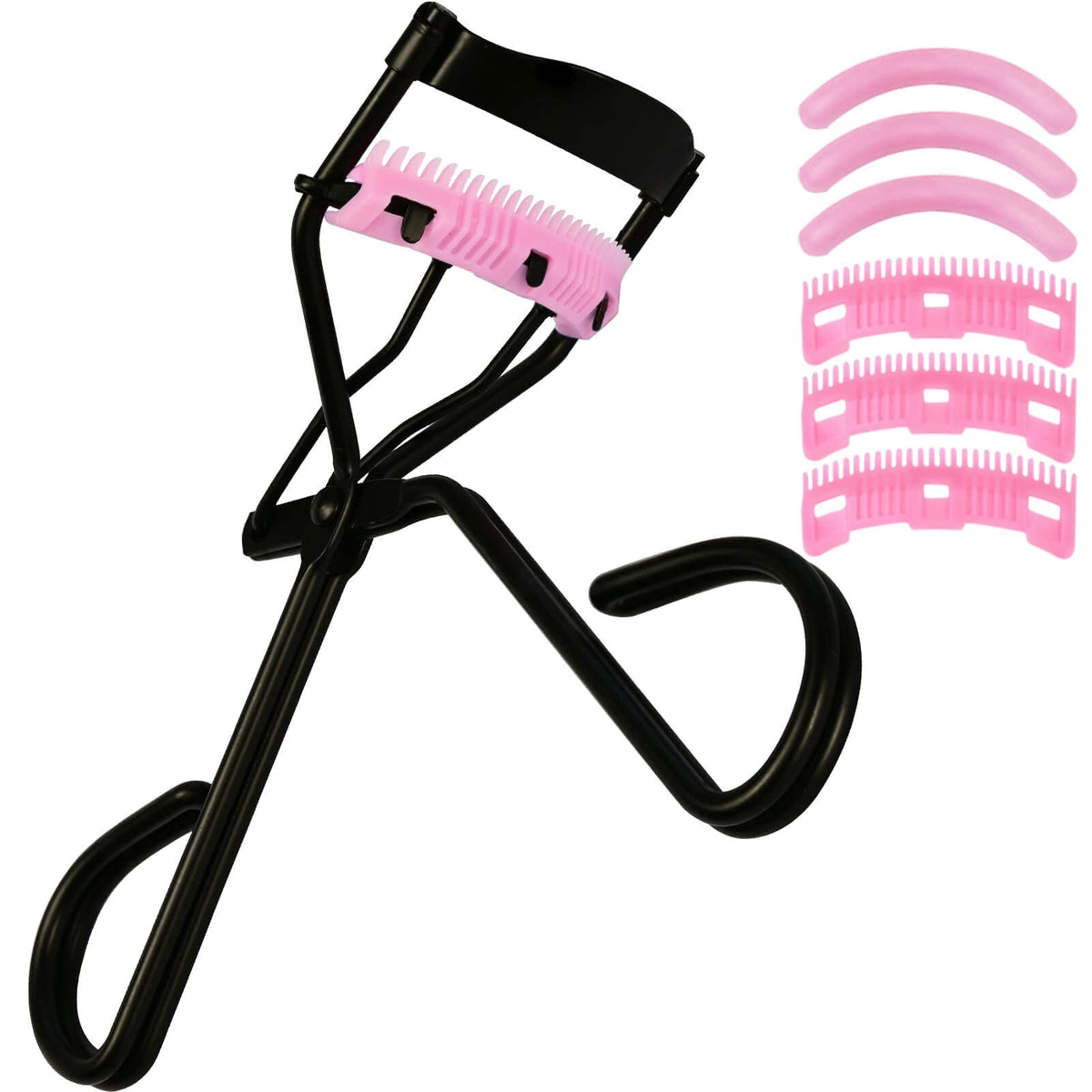 Eyelash Curlers with Comb IMMER LIEBEN Fashion Cute Eye Lash Curler with 3 Combs, 3 Refill, 10 Seconds for Long-Lasting Curl Pink