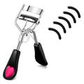 MERVK Stainless Steel Eyelash Curler with Built-in Comb Pinch Pain-Free Suitable for Any Eye Shapes and Sizes, with 5 Silicone Refill Pads (Light Pink)