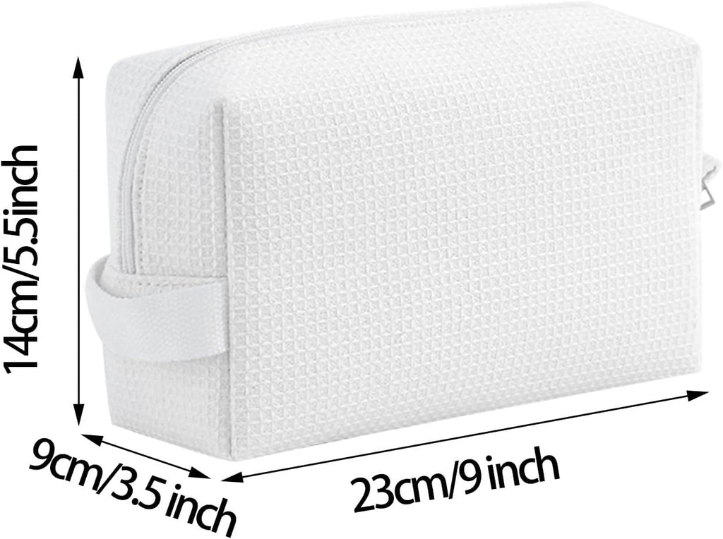 DYSHAYEN Small Waffle Makeup Bag for Travel, White