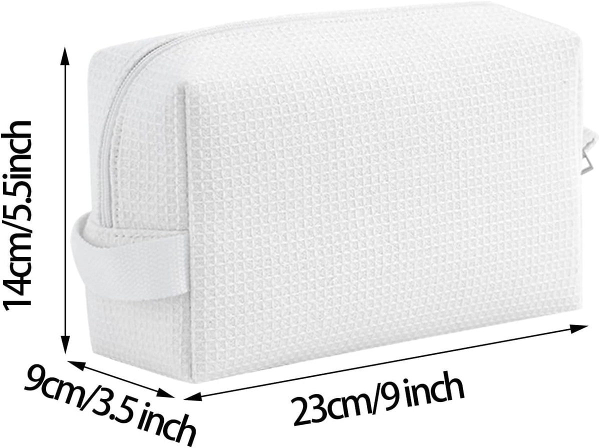 DYSHAYEN Small Waffle Makeup Bag for Travel, White