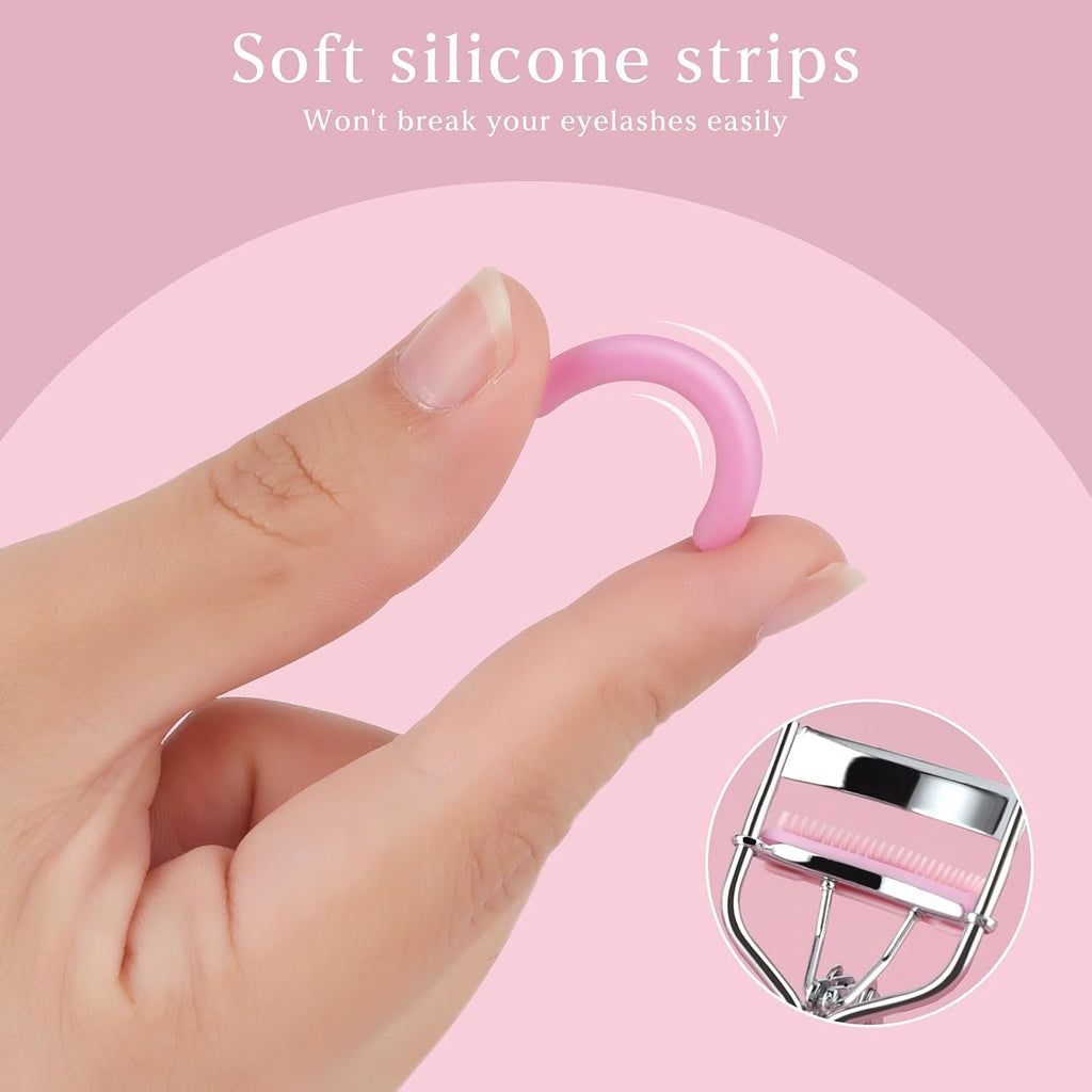 Bling Rhinestone Eyelash Curlers with Built-in Comb Natural and Long Lasting Eyelash Fit for All Eye Shape Curved Lash Curler for Daily Makeup (White AB)
