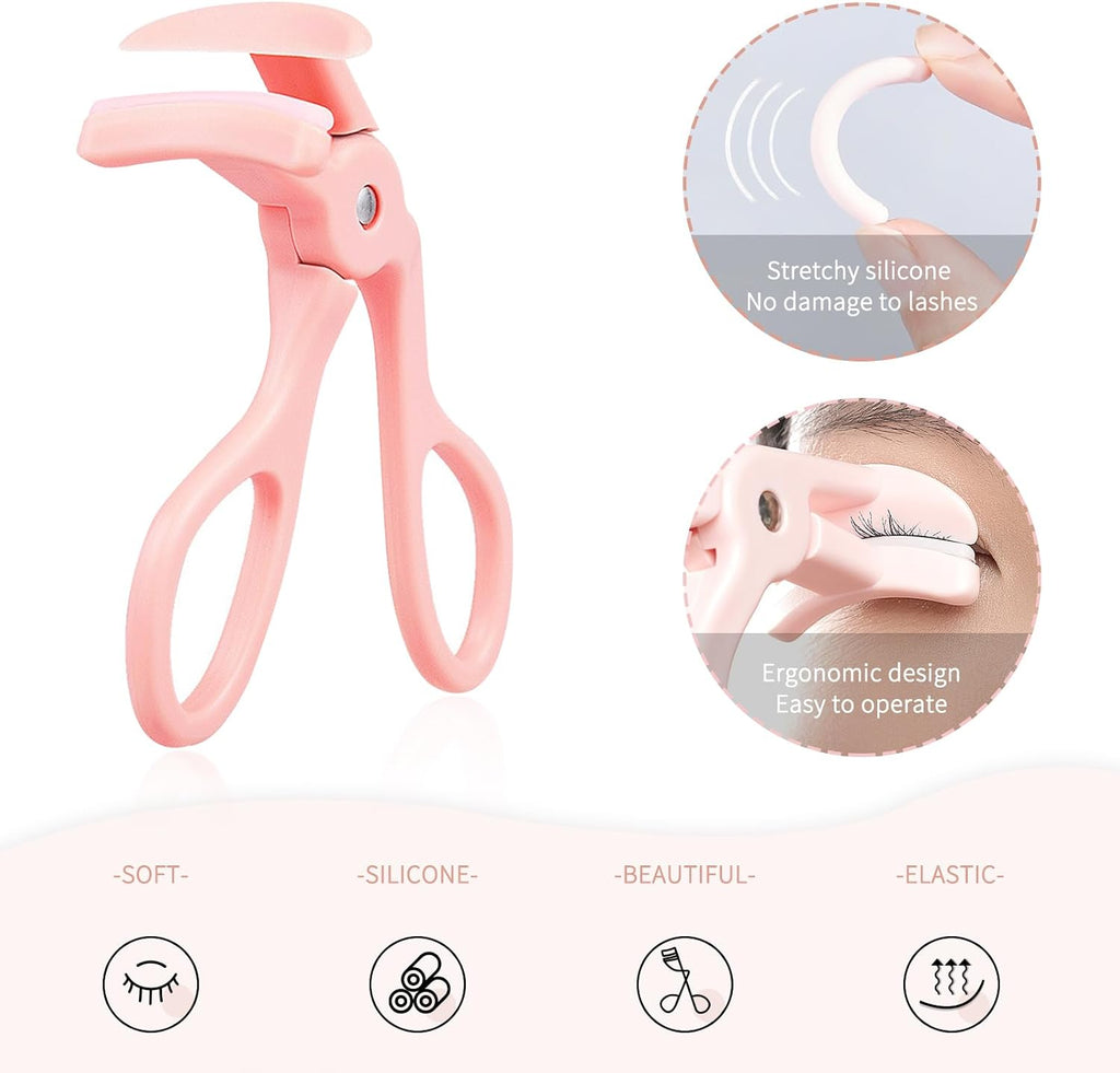 2 Style Eyelash Curler - Lash Curler with 2 Extra Silicone Replacement Pads, Achieve Perfect Curls in 5 Seconds - Quick Natural Curling for Long Lasting (Pink)
