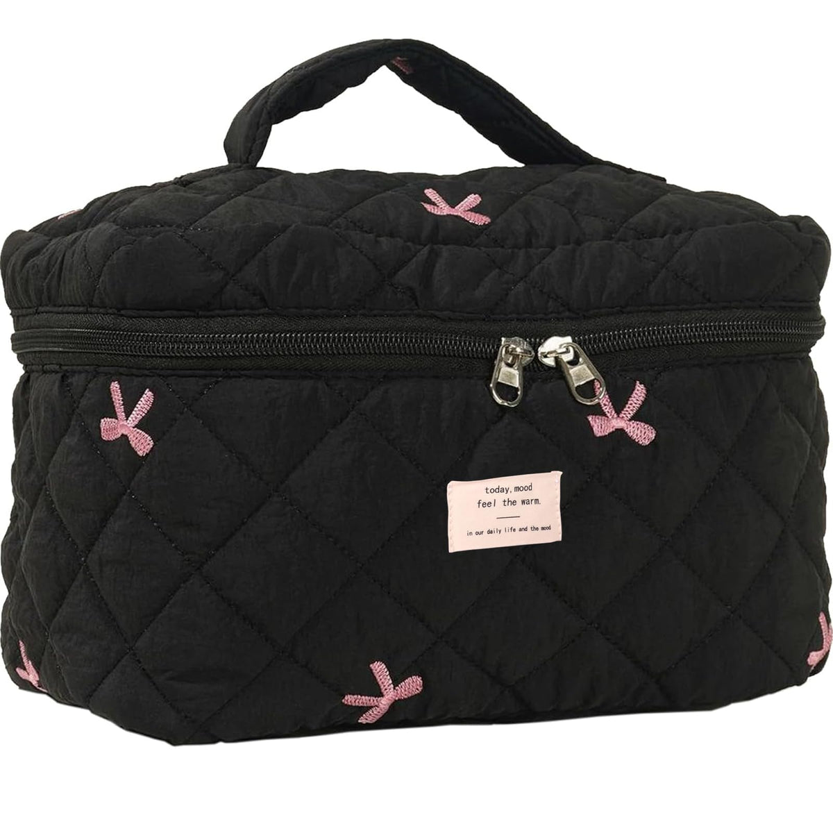 Large Makeup Bag, Cute Cosmetic Bags for Women, Floral Quilted Makeup Bag, Coquette Aesthetic Toiletry Bag,Travel Makeup Organizer Bags