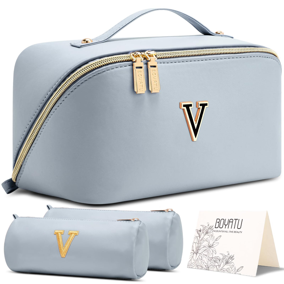 BOYATU Personalized Travel Makeup Bag: 3-in-1 Cosmetic Bag Gift for Women