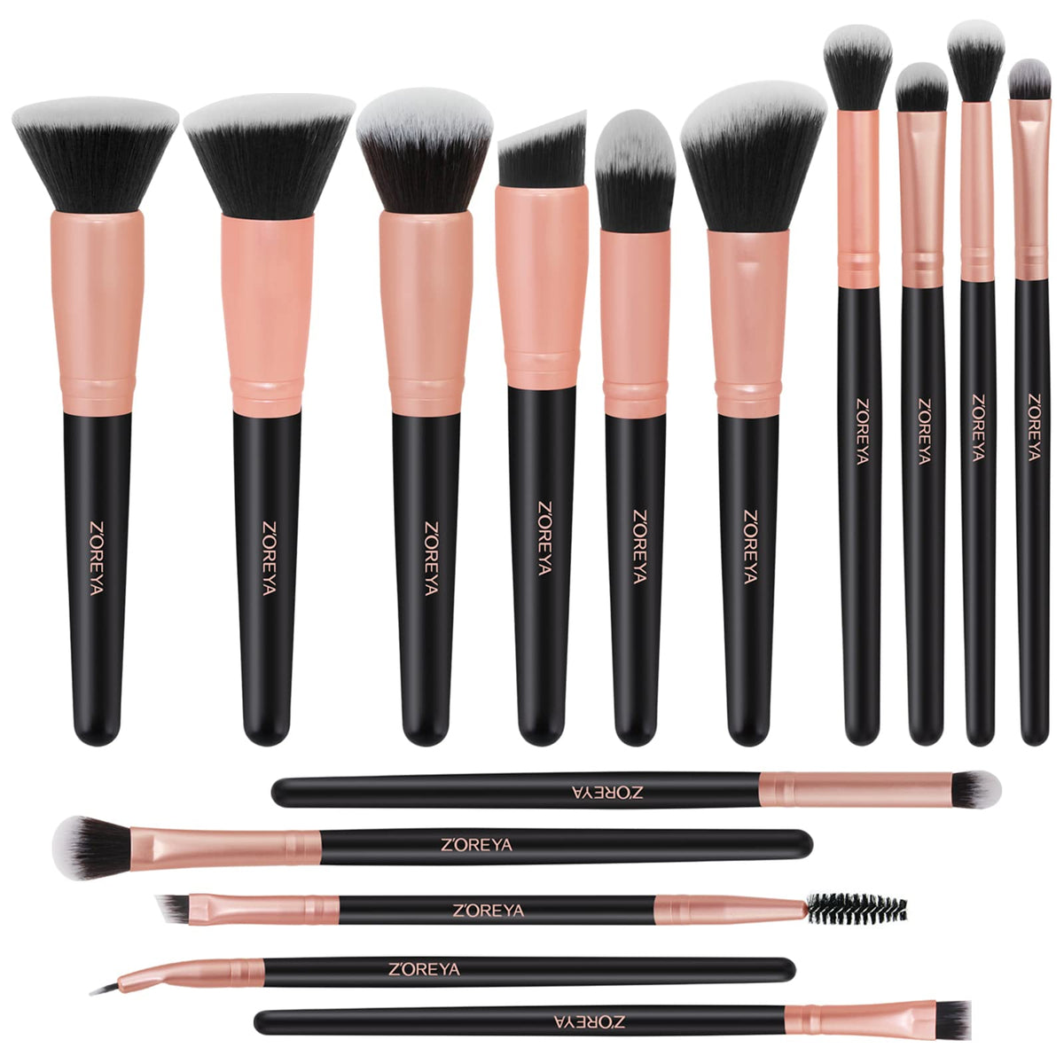 Raffaello Makeup Brushes 15Pcs Makeup Brush Set Premium Synthetic Bristles