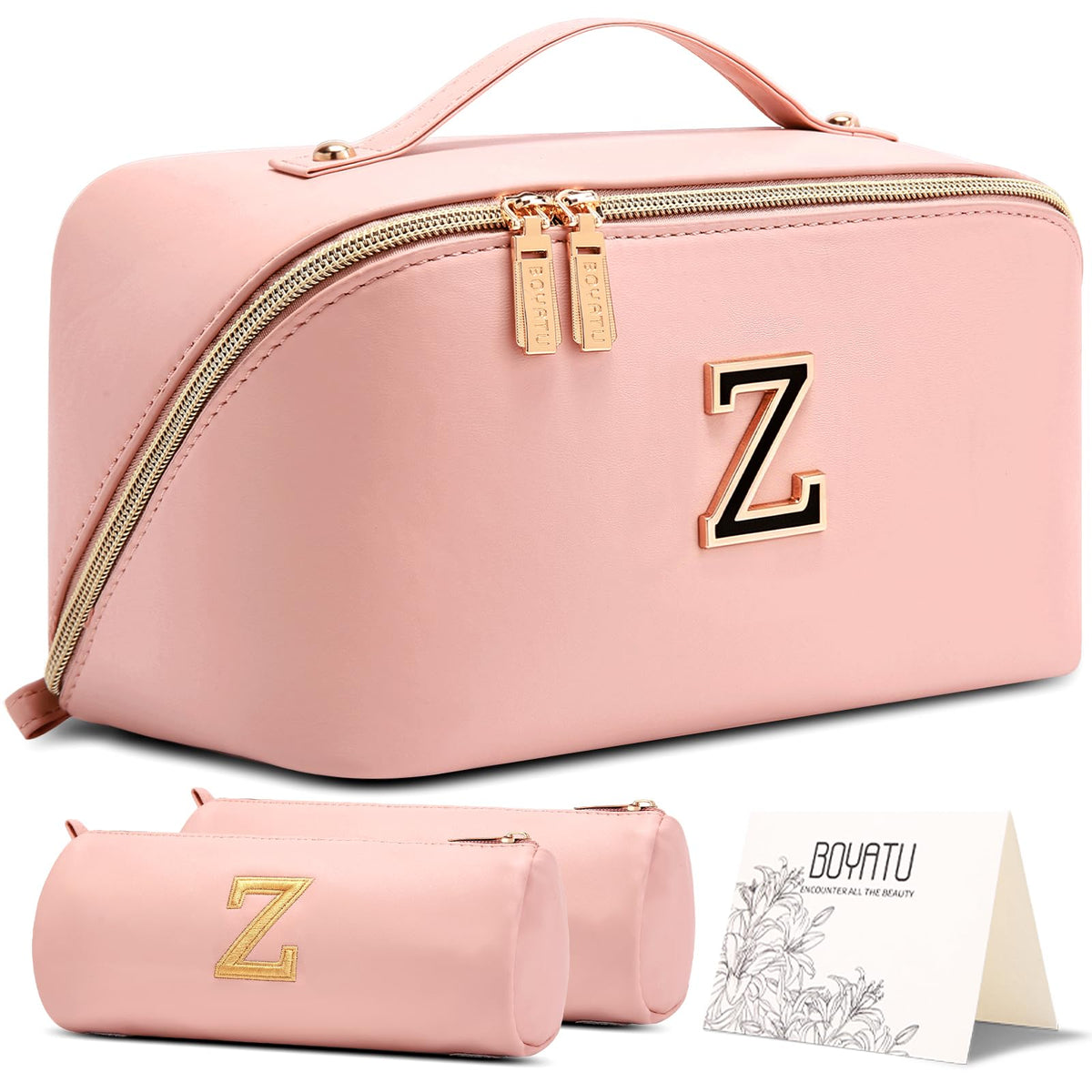 BOYATU Personalized Travel Makeup Bag: 3-in-1 Cosmetic Bag Gift for Women