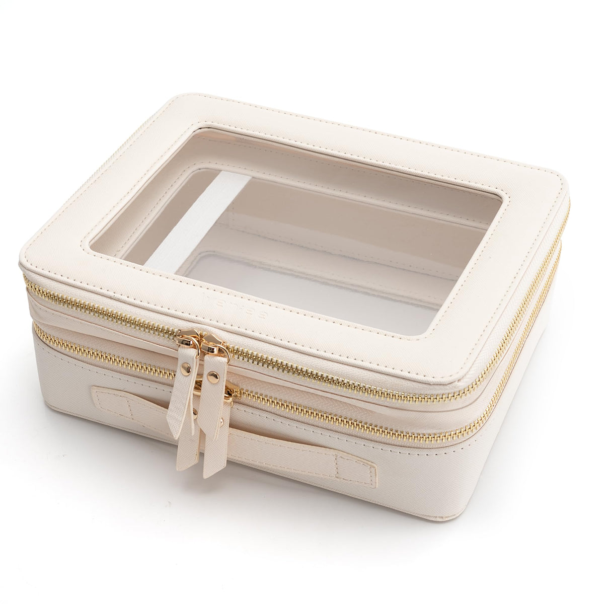 Aveniee Clear Makeup Bag Organizer, Travel Toiletry Bag Cosmetic Case for Women, Make Up Skincare Pouch Car Organizer Bag with Zippers for Essentials,White,Medium Classic