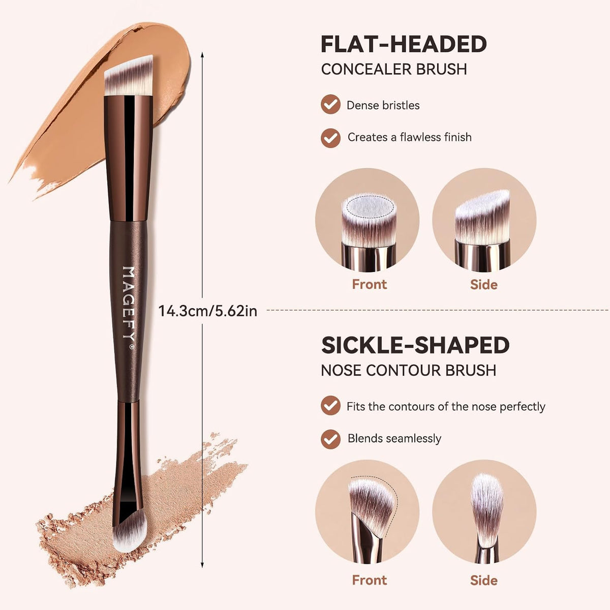 Makeup Brushes MAGEFY Travel Makeup Brush Set Professional Make Up Brushes for Powder Concealers Eye Shadows Eyebrow Countour Blush Brush Tools