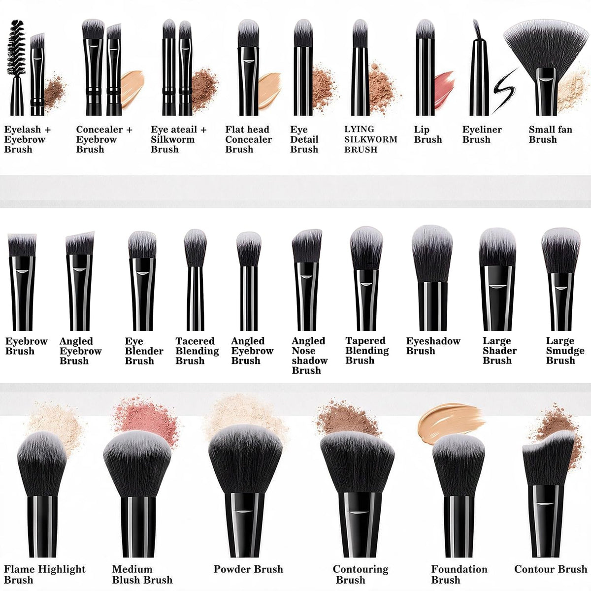 KUORYZAL Black Makeup Brushes Set Professional 70Pcs with Case Premium Synthetic for Foundation Concealer Blush Eyeshadow Powder Contour Makeup Brush Kit Face Eye Make up Brushes & Tools
