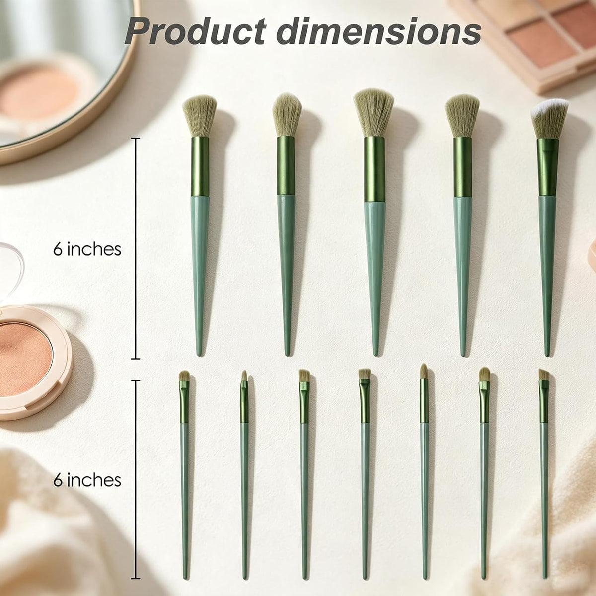 Makeup Brushes,13 PCS Makeup Brushes Set (Green)
