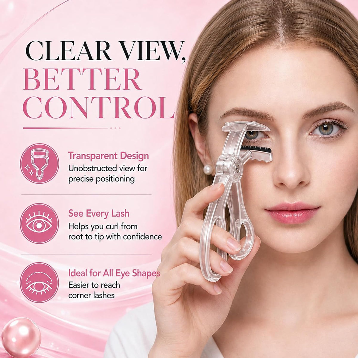 Wide-Angle Eyelash Curler with Comb, 2026 Upgraded Eye Lash Curler for Any Eye Shapes