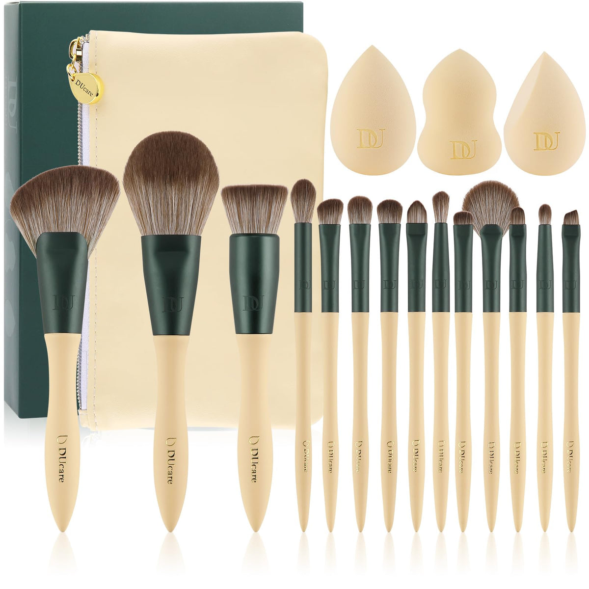 DUcare 19pcs Makeup Brush Set with Cleaning Mat Makeup Sponge