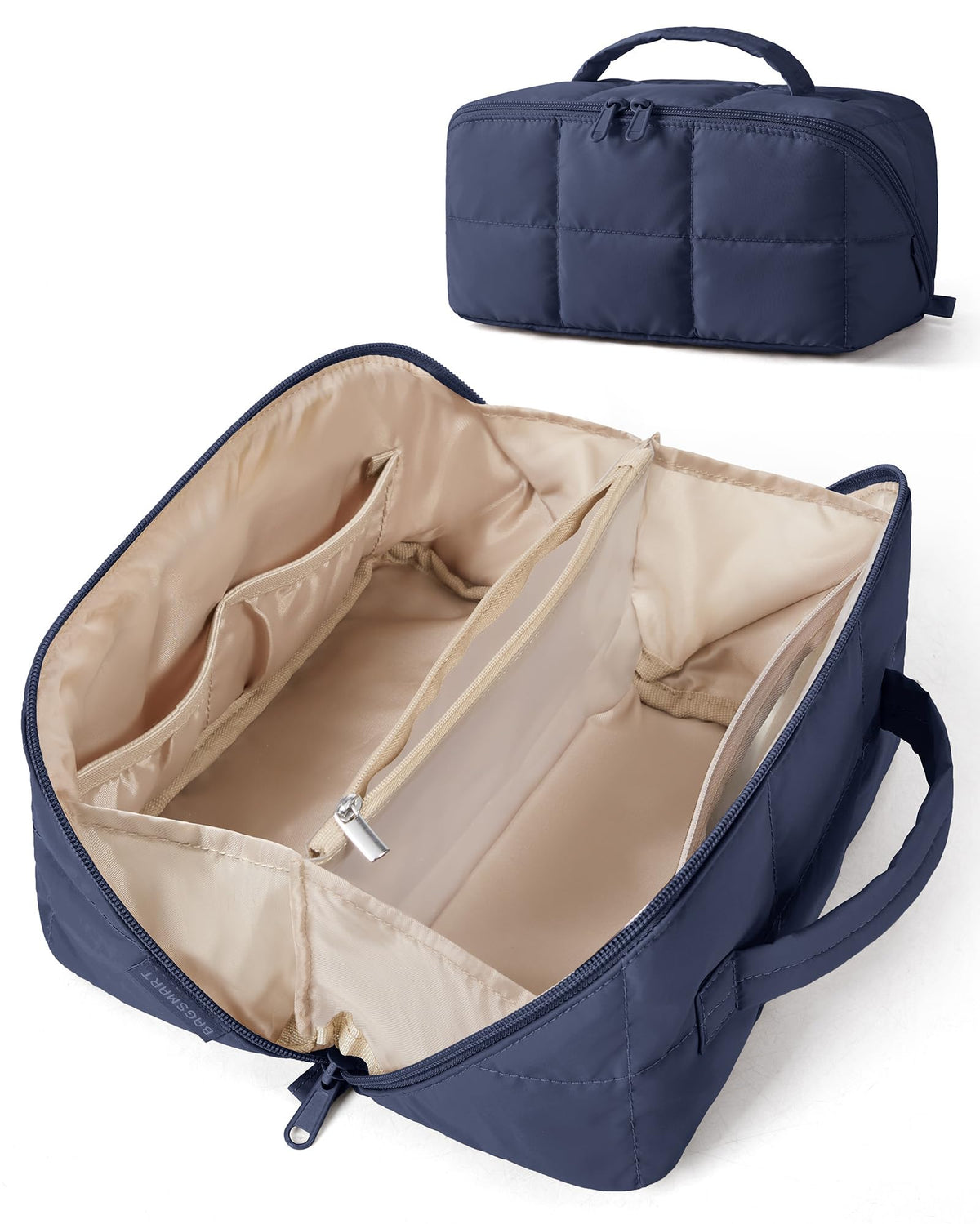 BAGSMART Flat-Open Makeup Bag, Travel Cosmetic Organizer Bag for Women