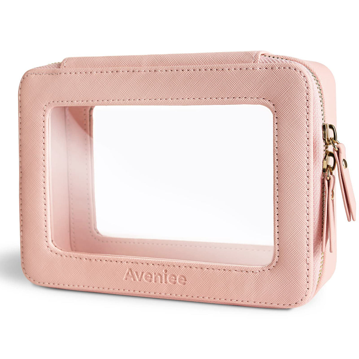 Aveniee Clear Makeup Bag Organizer, Travel Toiletry Bag Cosmetic Case for Women, Make Up Skincare Pouch Car Organizer Bag with Zippers for Essentials,White,Medium Classic