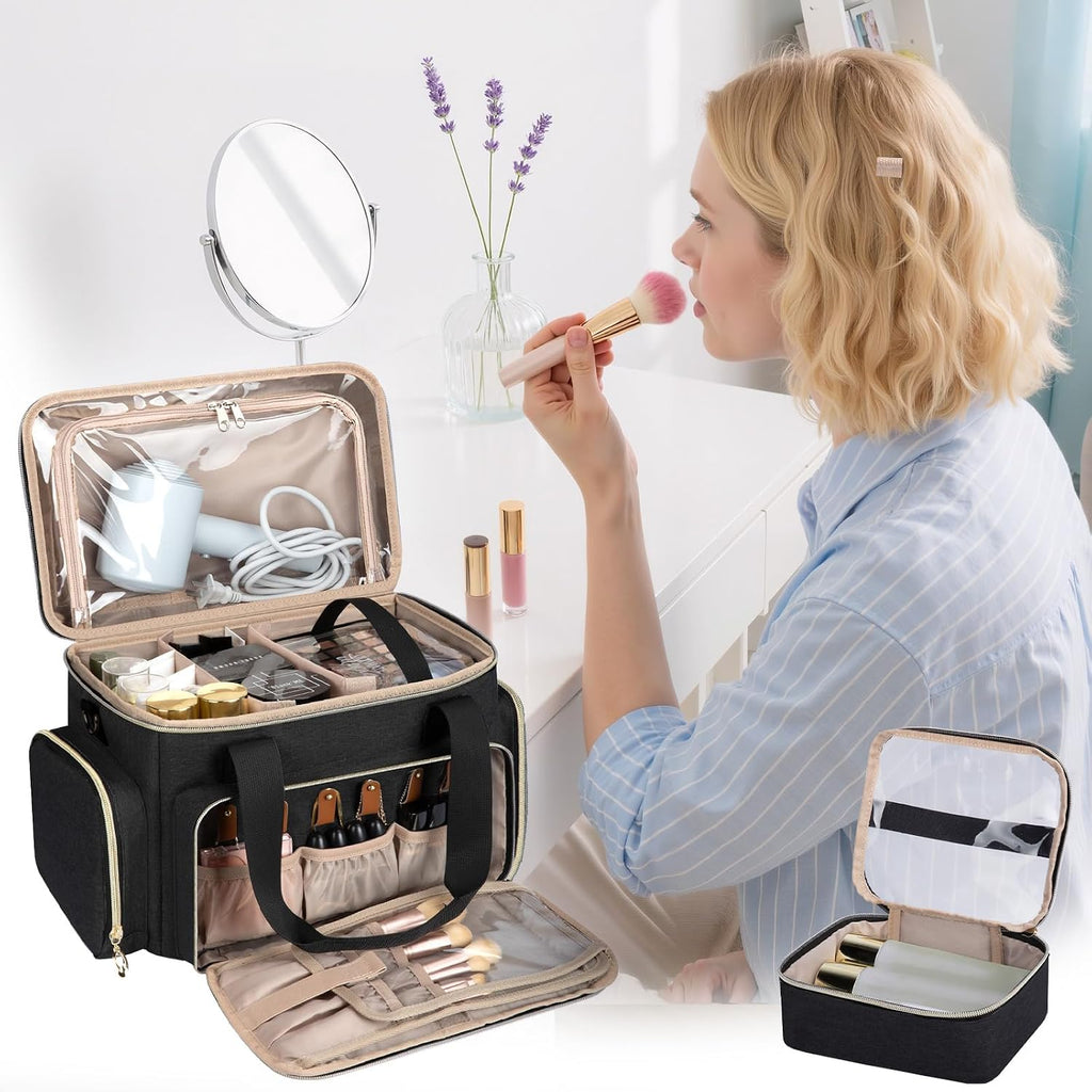 GDNasist Large Makeup Bag, Portable Travel Makeup Bag Organizer