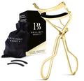 Brilliant Beauty Eyelash Curler with Satin Bag & Refill Pads - Award Winning - No Pinching, Just Dramatically Curled Eyelashes for a Lash Lift in Seconds (Rose Gold)