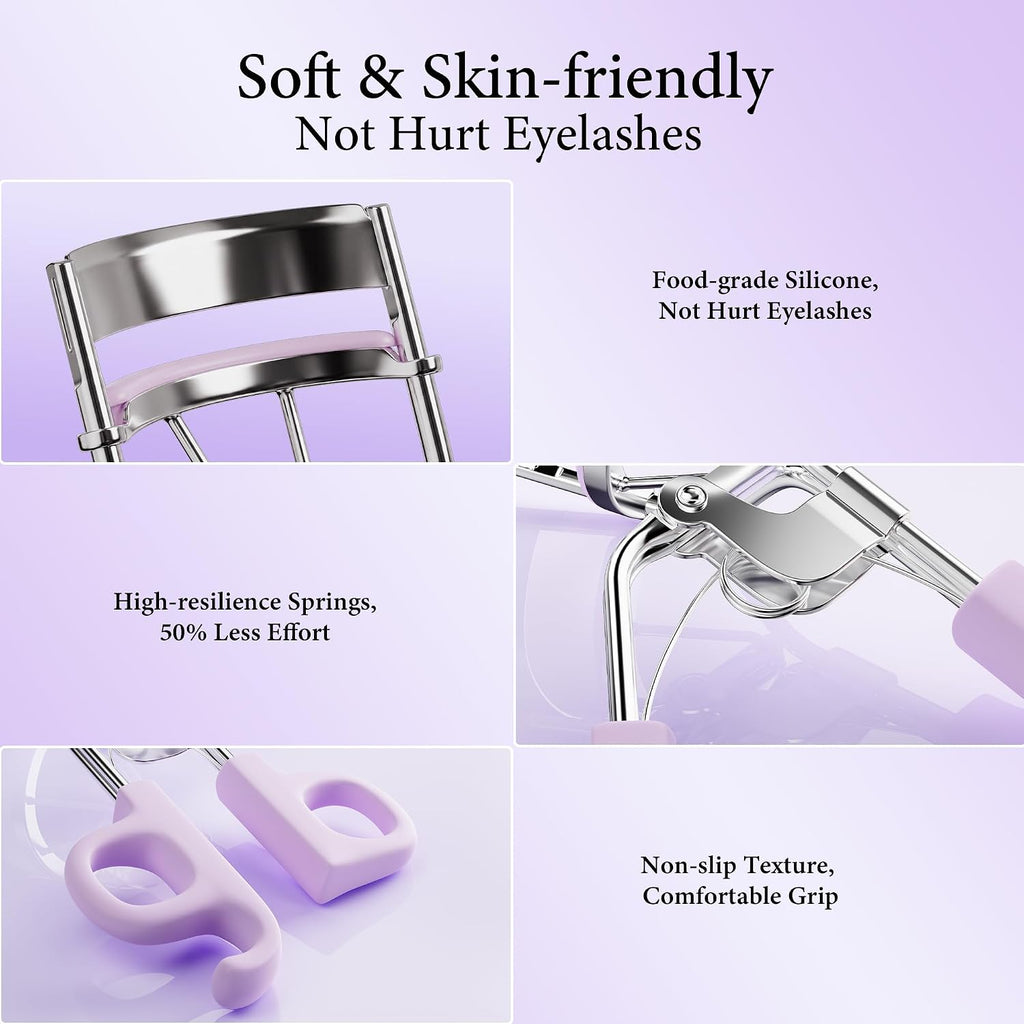 Eyelash Curler, Stainless Steel Lash Curler with 5 Silicone Replacement Pad