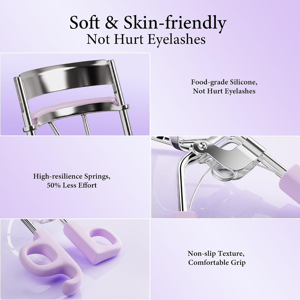 Eyelash Curler, Stainless Steel Lash Curler with 5 Silicone Replacement Pad