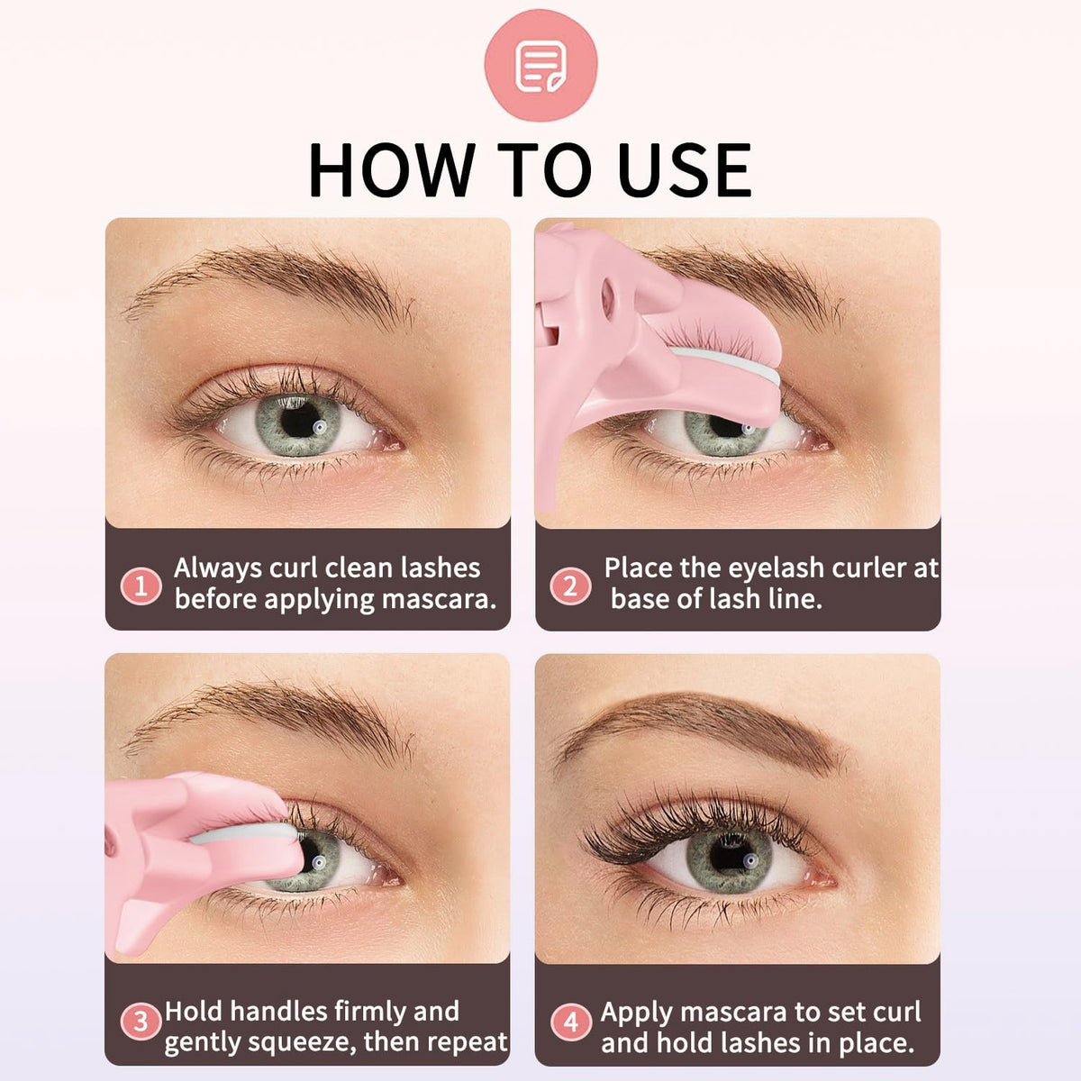 Eyelash Curlers, Plastic Eyelash Curler Eye Lash Curler with Silicone Refill Pads Premium Cute Lash Curler for No Pinching or Pulling Small Makeup Tool for Women & Girls, Pink
