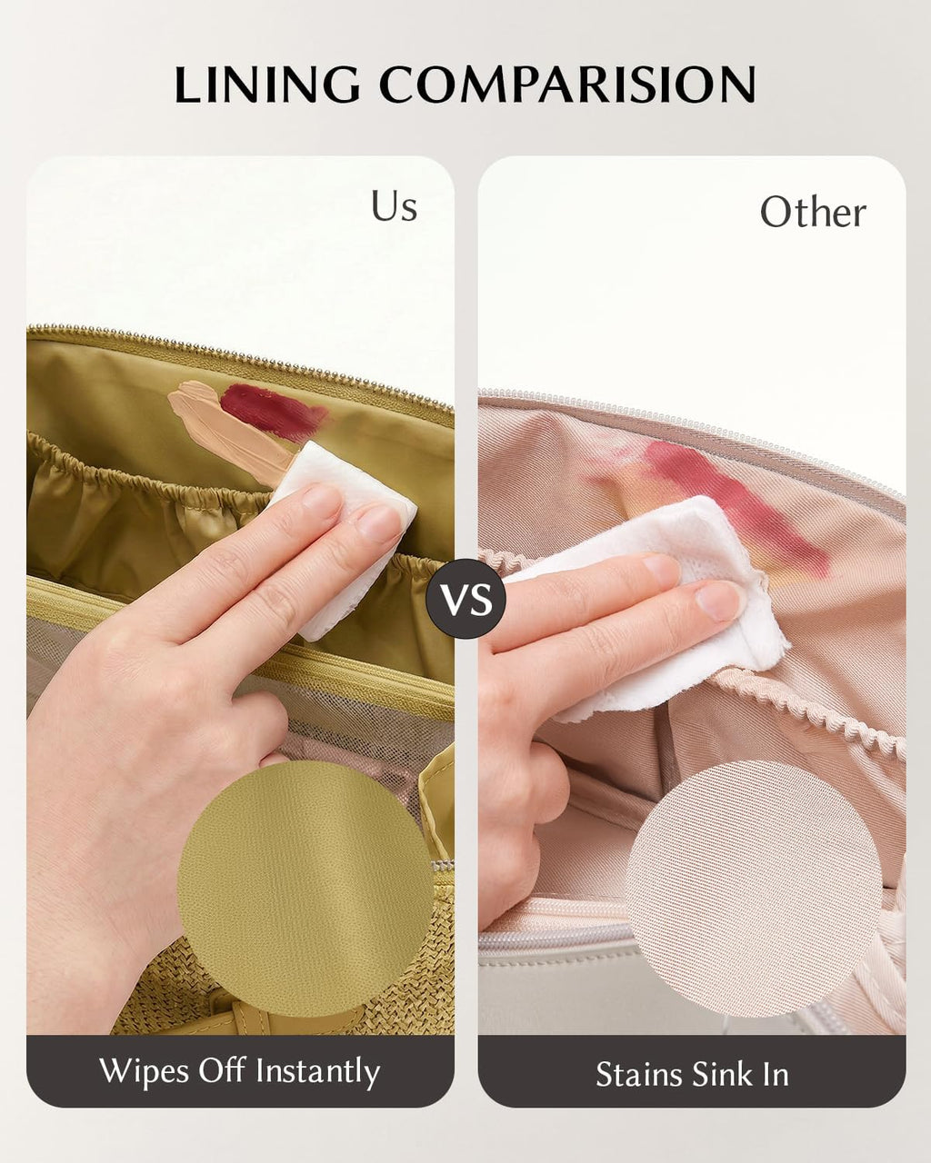 EACHY Makeup Bag, Woven Travel Toiletry Bag, Portable 180° Wide-Open Flat Cosmetic Bags for Women, Large Capacity Makeup Pouch with Divider and Handle