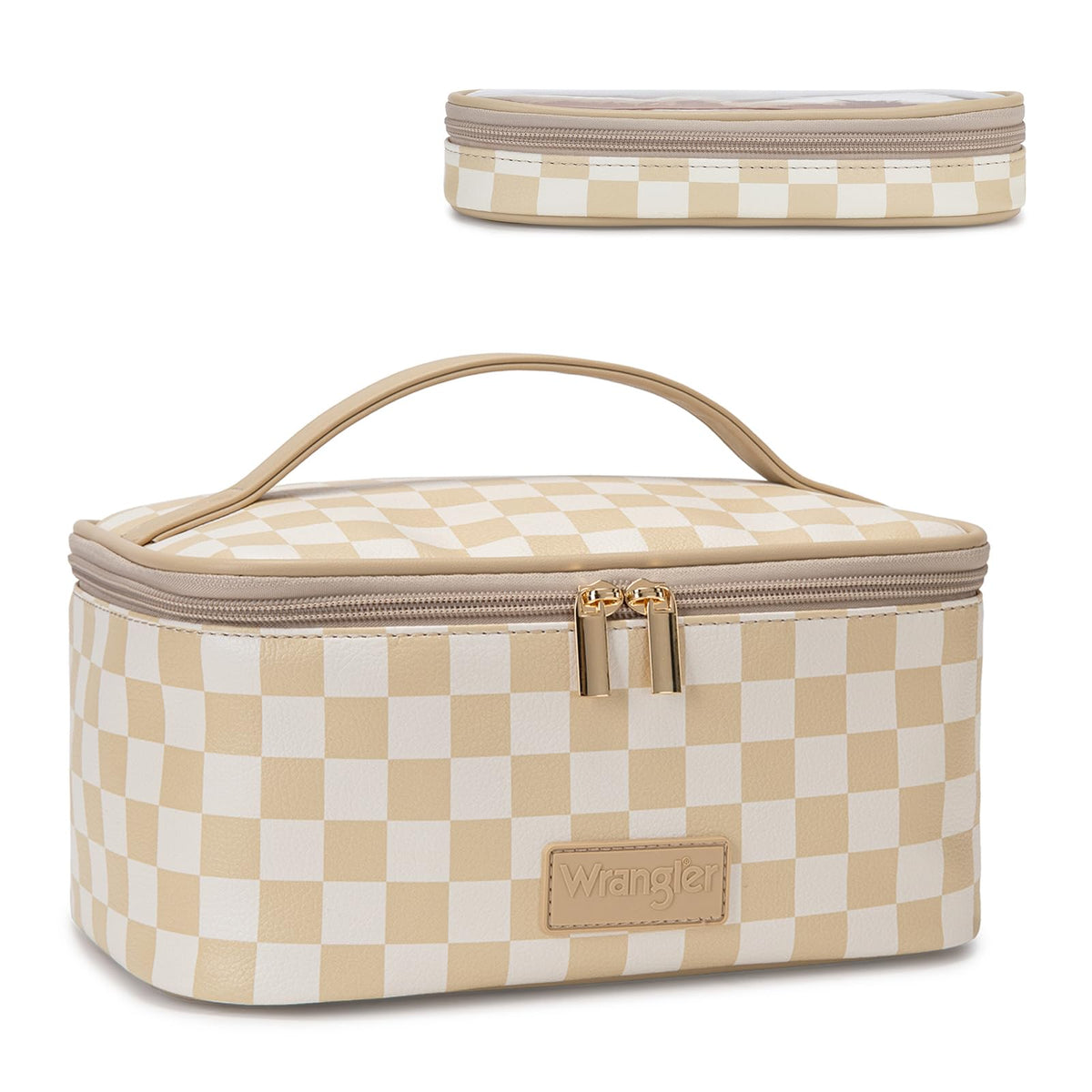 Wrangler Travel Makeup Bag 2pcs Set Cosmetic Bag with Makeup Brush Holder