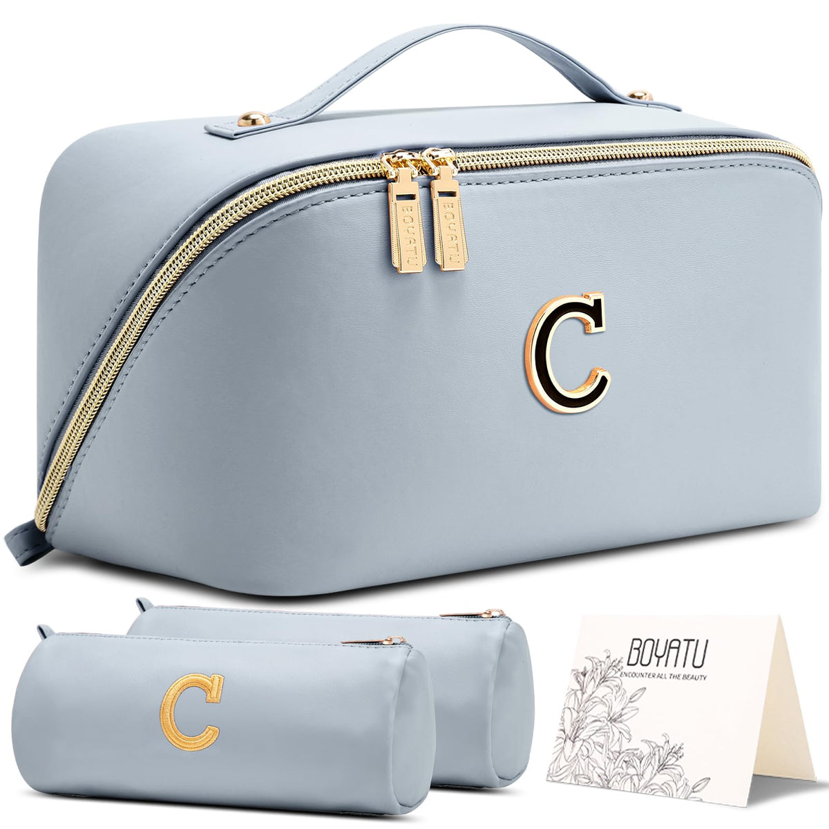 BOYATU Personalized Travel Makeup Bag: 3-in-1 Cosmetic Bag Gift for Women