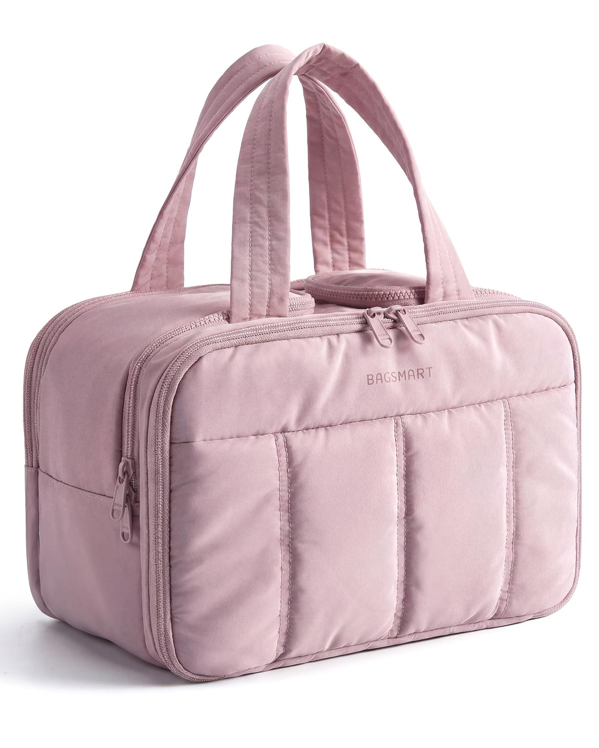 BAGSMART Travel Toiletry Bag, Puffy Large Toiletry Bag for Women, Lightweight Cosmetic Makeup Bag Organizer with Handle for Traveling, Accessories, Essentials, Toiletries (Green)