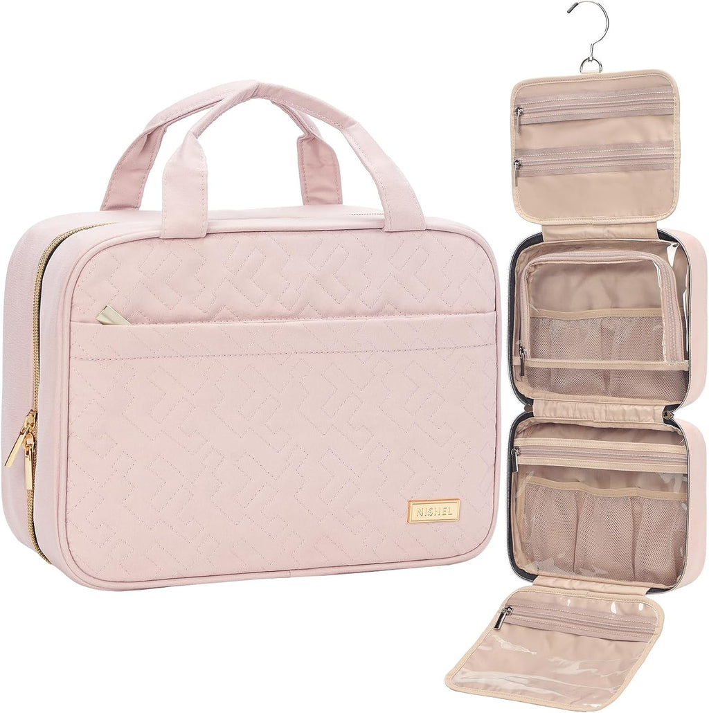 NISHEL Travel Toiletry Bag for women, Portable Hanging makeup Organizer
