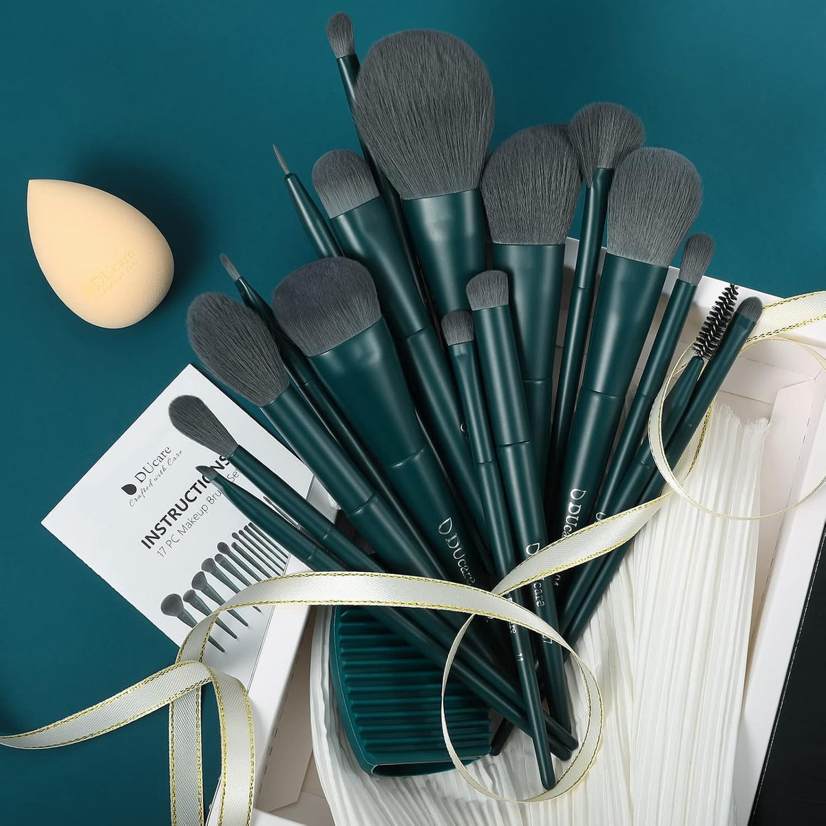 DUcare 19pcs Makeup Brush Set with Cleaning Mat Makeup Sponge