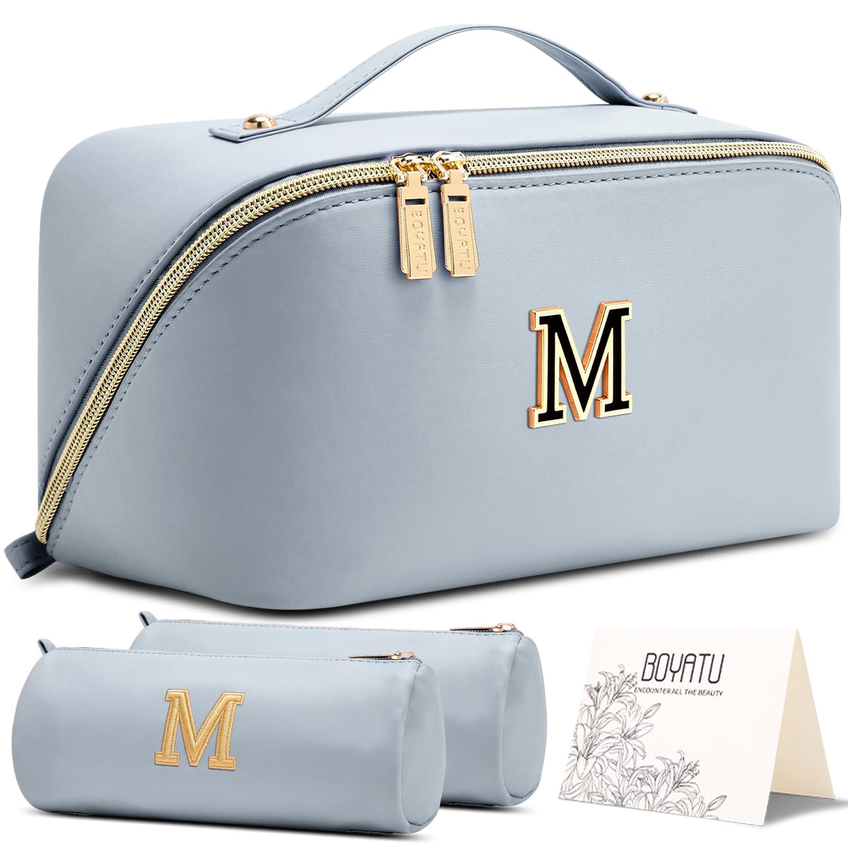 BOYATU Makeup Bag Gift for Women: 3-in-1 Travel Personalized Cosmetic Bag