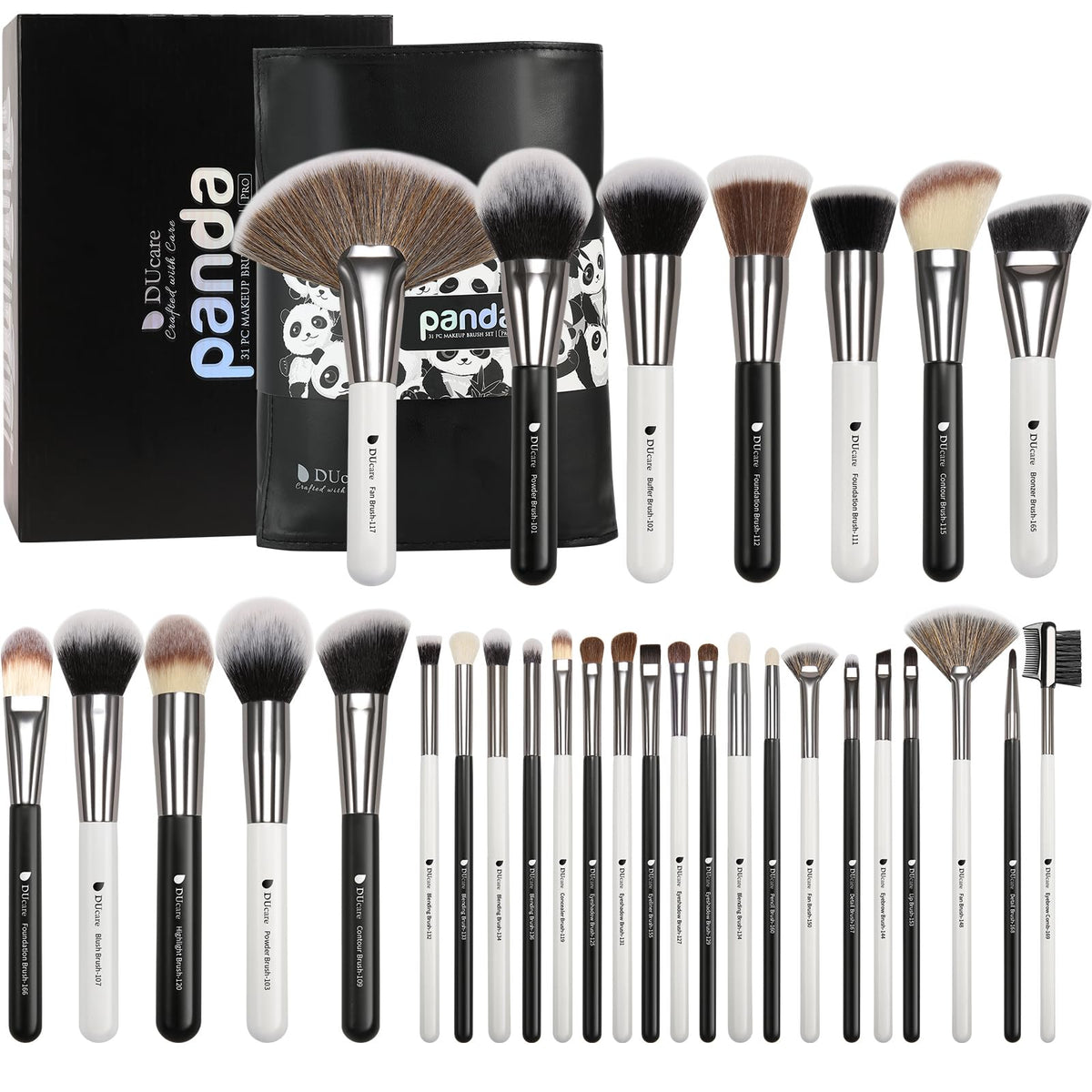 DUcare Professional Makeup Brushes Set 27Pcs Makeup Brush Set Premium Synthetic Kabuki Foundation Blending Face Powder Blush Concealers Eye Shadows Brushes