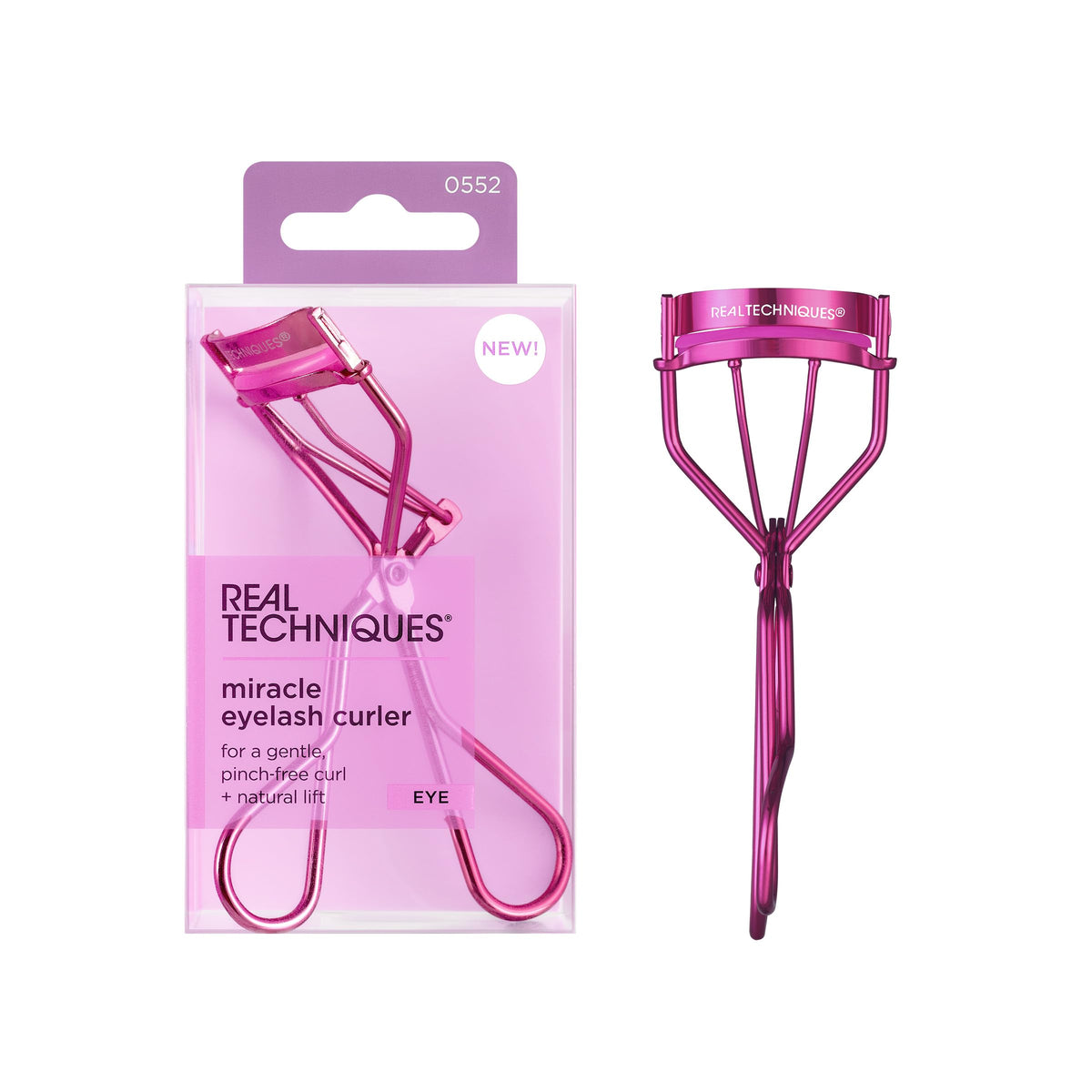 Real Techniques Miracle Eyelash Curler, Lash Tool for Mascara, Pink