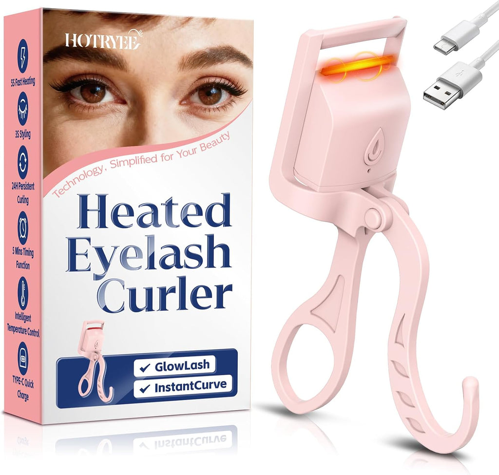 Heated Eyelash Curler,24H Long-Lasting Curls &Safe Anti-Burn (Pink)