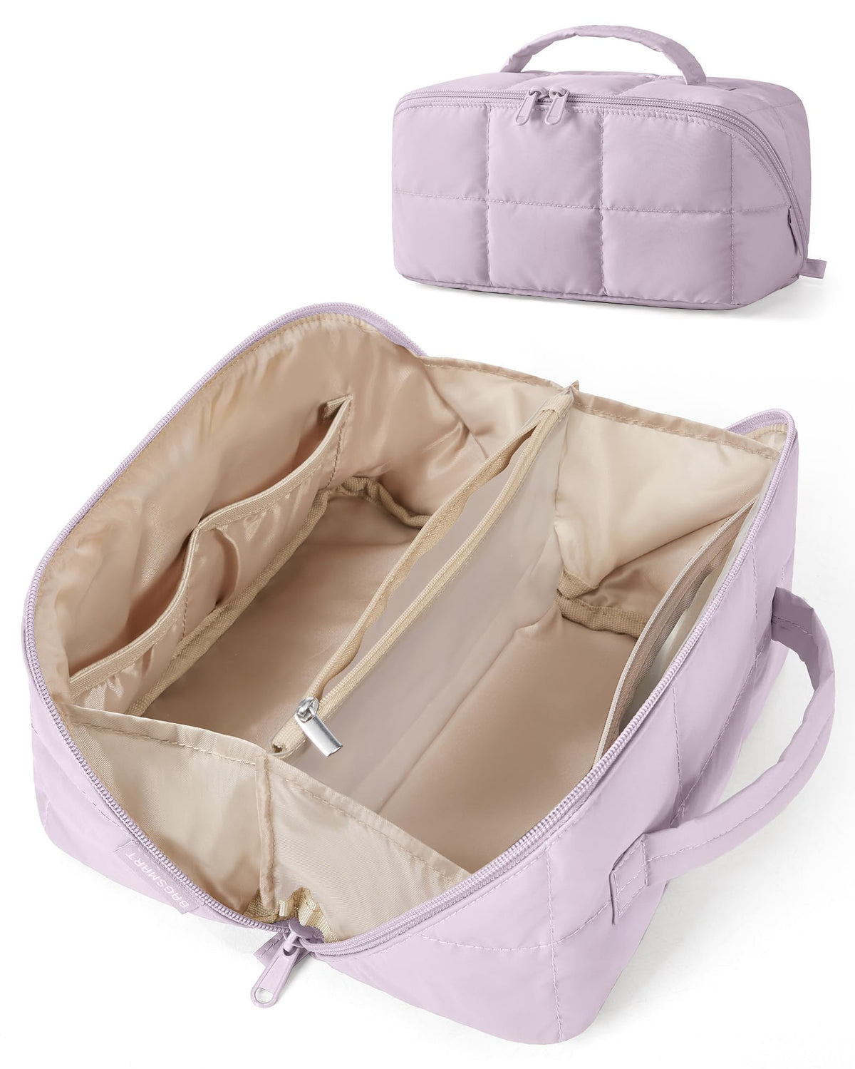 BAGSMART Flat-Open Makeup Bag, Travel Cosmetic Organizer Bag for Women
