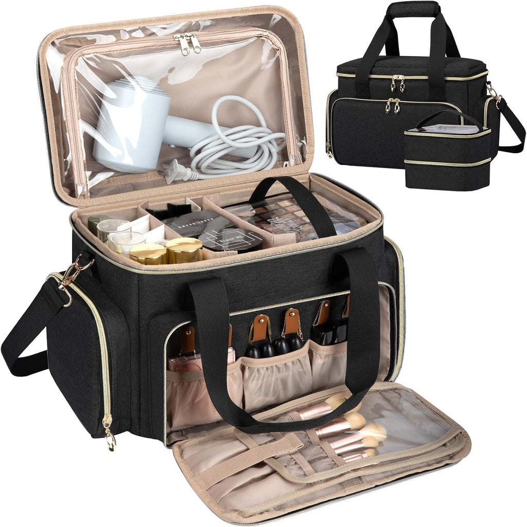 GDNasist Large Makeup Bag, Portable Travel Makeup Bag Organizer