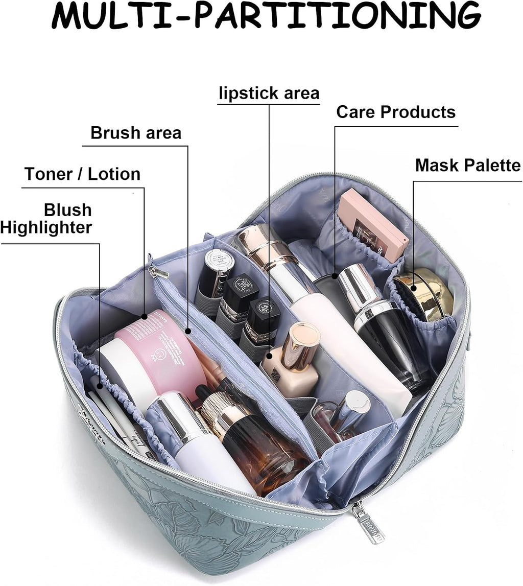 BOYATU Travel Makeup Bags Cosmetic Organizer Bag: Floral Make up Bag
