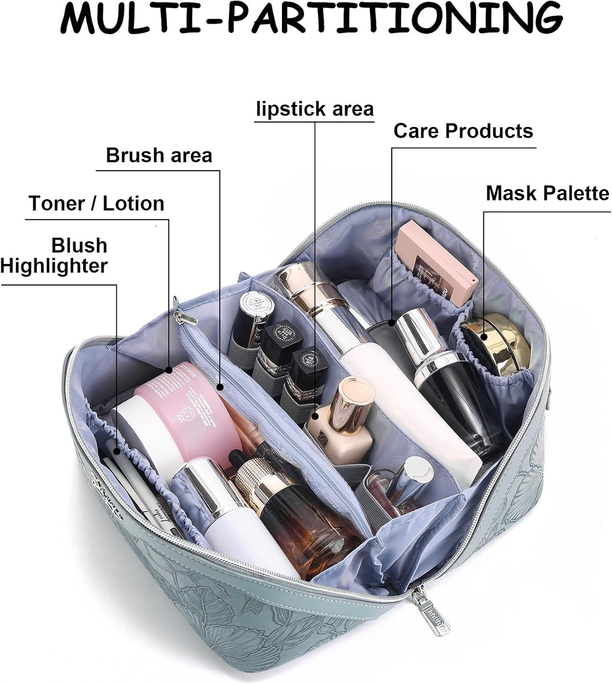 BOYATU Travel Makeup Bags Cosmetic Organizer Bag: Floral Make up Bag