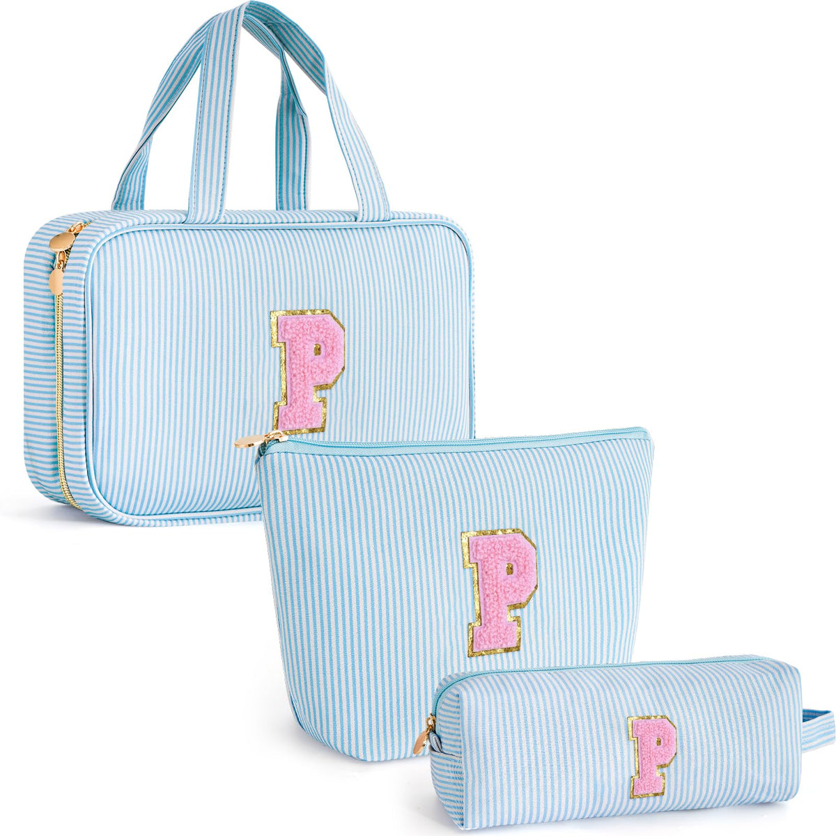 Gifts for Teen Girls Women - Personalized Toiletry Bag Initial Makeup Bag | Travel Cosmetic Bag | 8 9 10 11 12 13 14 15 16 Years Old Girl Gift Trendy Stuff - Blue A