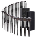 MAANGE 30Pcs Professional Makeup Brush Set with Case – Premium Synthetic Brushes for Foundation, Powder, Blush, Eyeshadow & Blending,Black Coffee