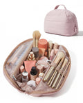 BAGSMART Travel Parallel Makeup Bag, Fold-Down Cosmetic Pouch for Women