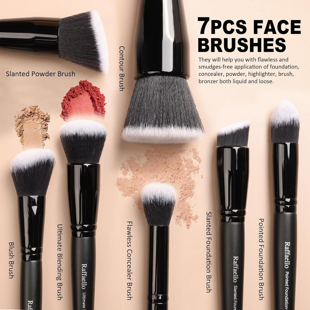 Raffaello Makeup Brushes 15Pcs Makeup Brush Set Premium Synthetic Bristles