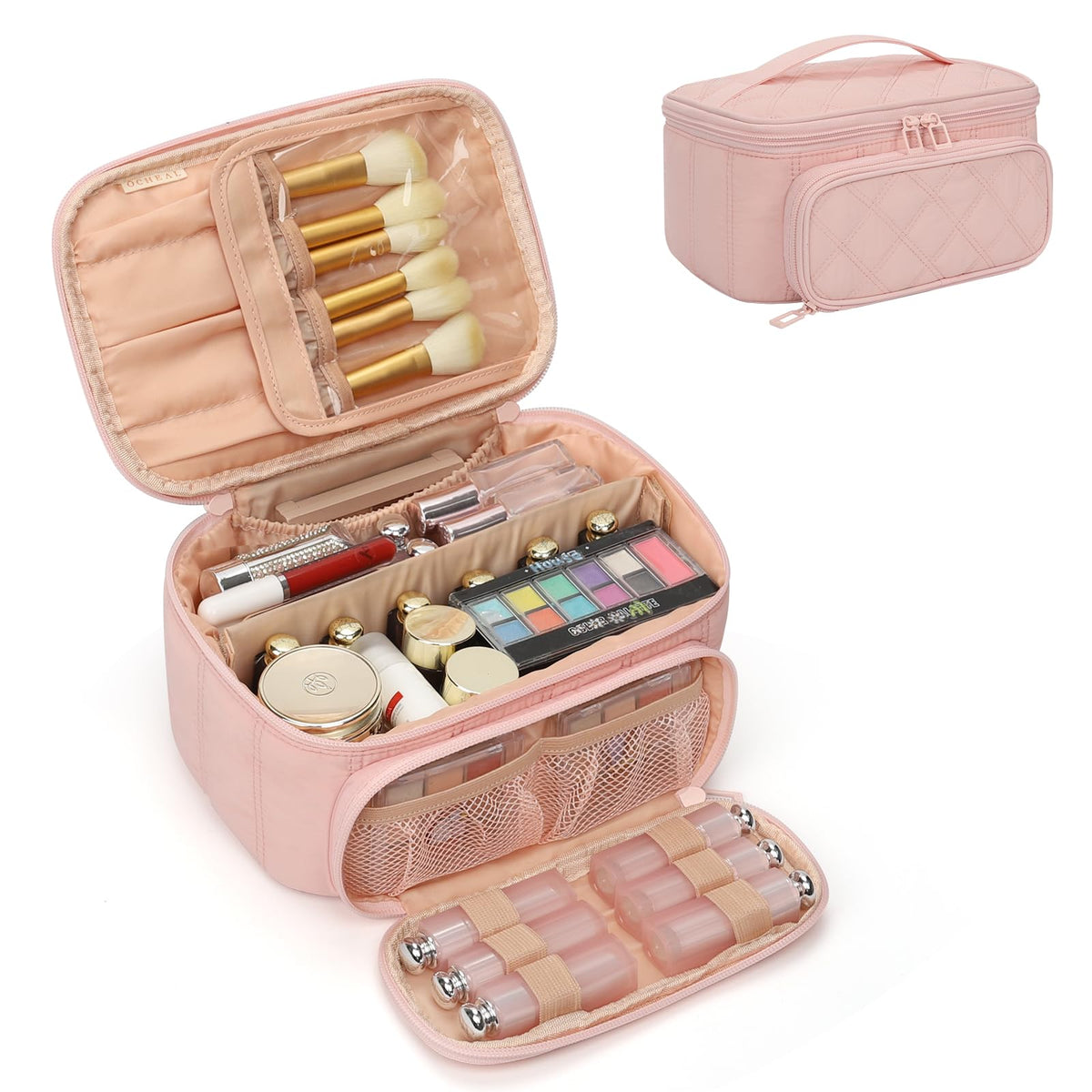 OCHEAL Makeup Bag, Portable Cosmetic Bag Black Make up Case Toiletry Bag