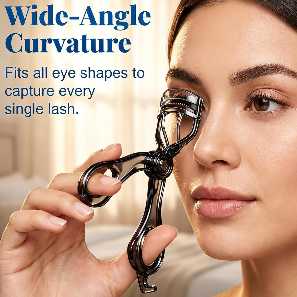 2026 New Wide‑Angle Eyelash Curler with Built‑in Comb, Wide Fit Lash Curler, White Portable Eye Makeup Curling Tool for Natural Curved Lashes, Fits Most Eye Shapes