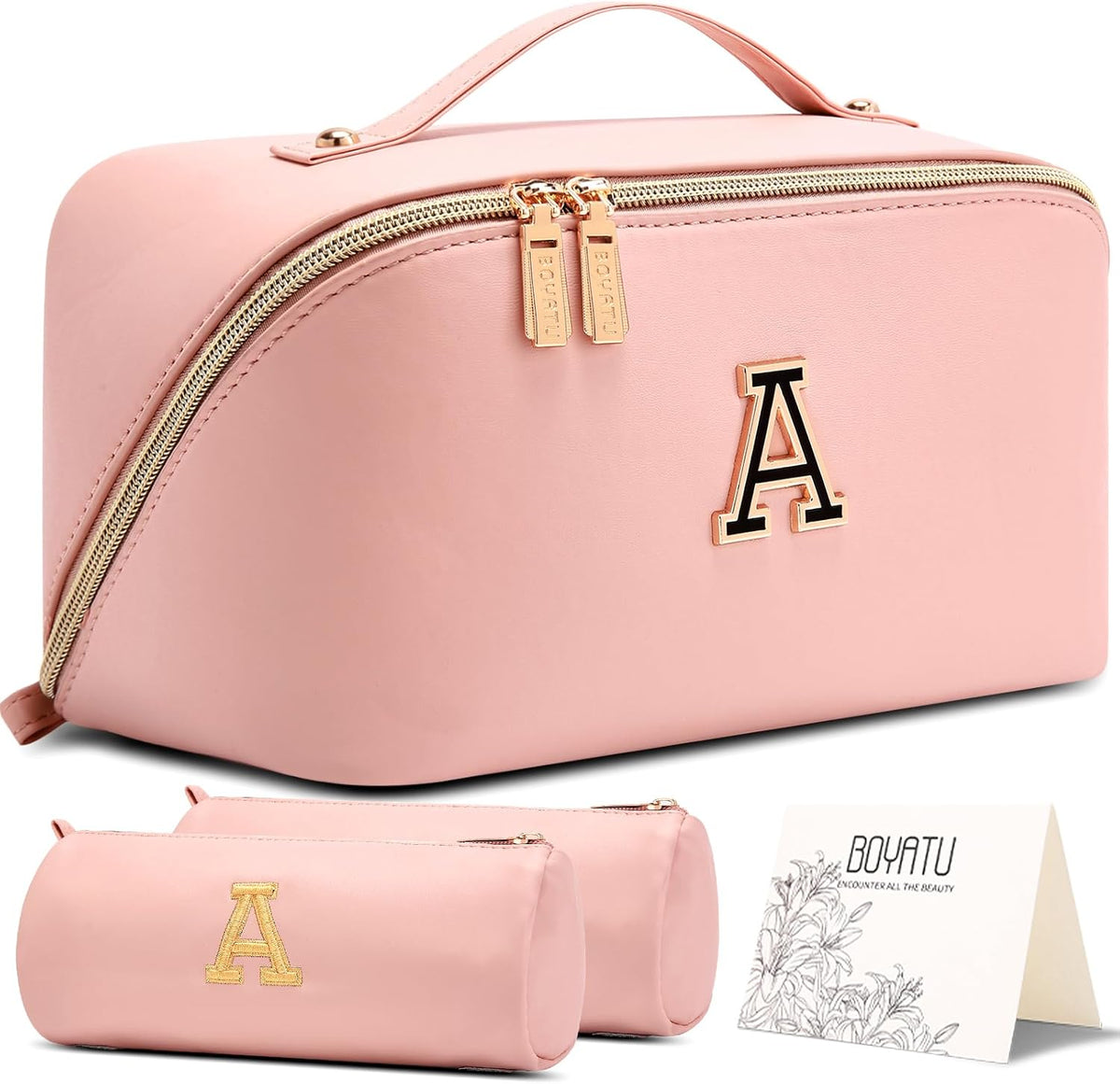BOYATU Makeup Bag Gift for Women: 3-in-1 Travel Personalized Cosmetic Bag