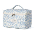 Makeup Bag,Quilted Cosmetic Bag,Large Floral Make Up Bag for Women,Cotton Makeup Bag Set,Flower Travel Toiletry Bag