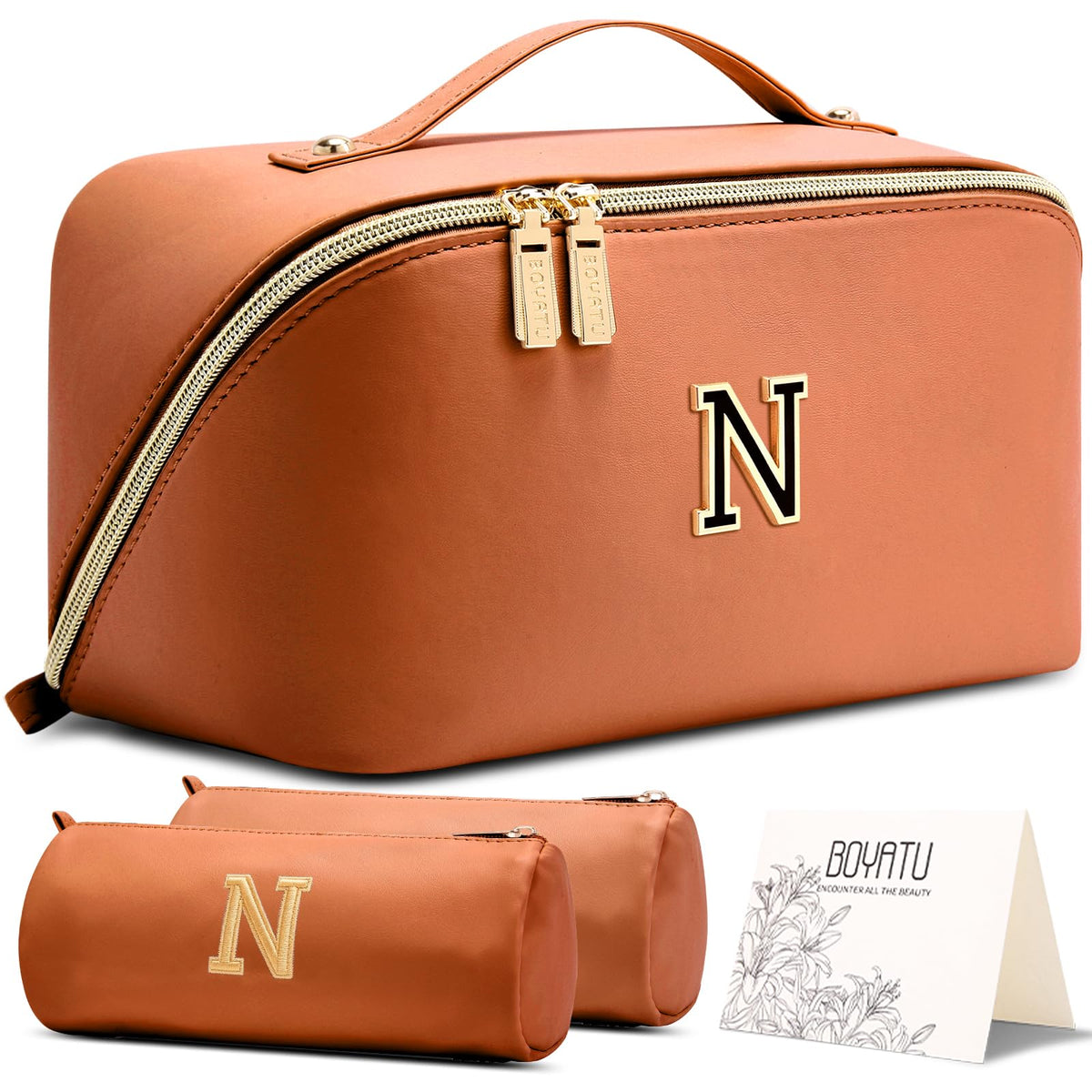 BOYATU Makeup Bag Gift for Women: 3-in-1 Travel Personalized Cosmetic Bag